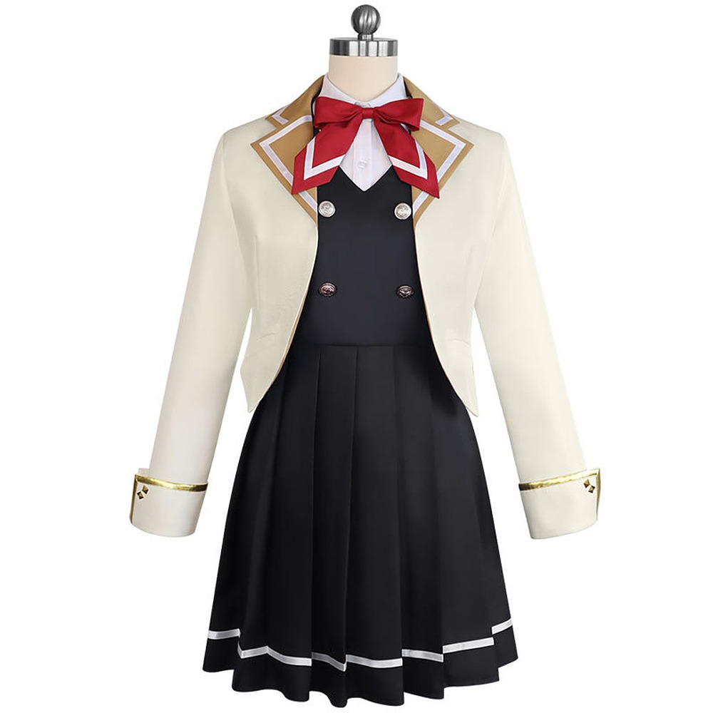 Alya Seirei Academy cream jacket and black pinafore uniform front view