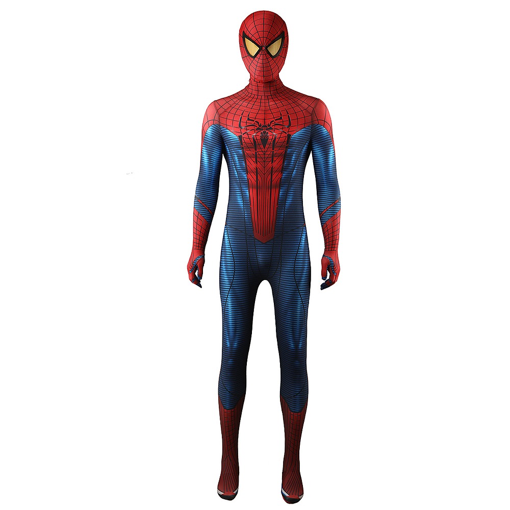 The Amazing Spider-Man Peter Parker dark blue and red bodysuit with gold-tinted mask lenses