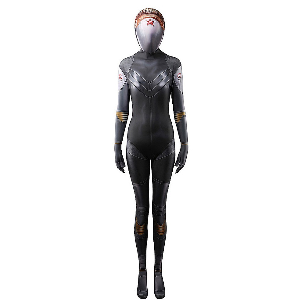 Atomic Heart Twins robot ballerina full body jumpsuit and hood shown from the front