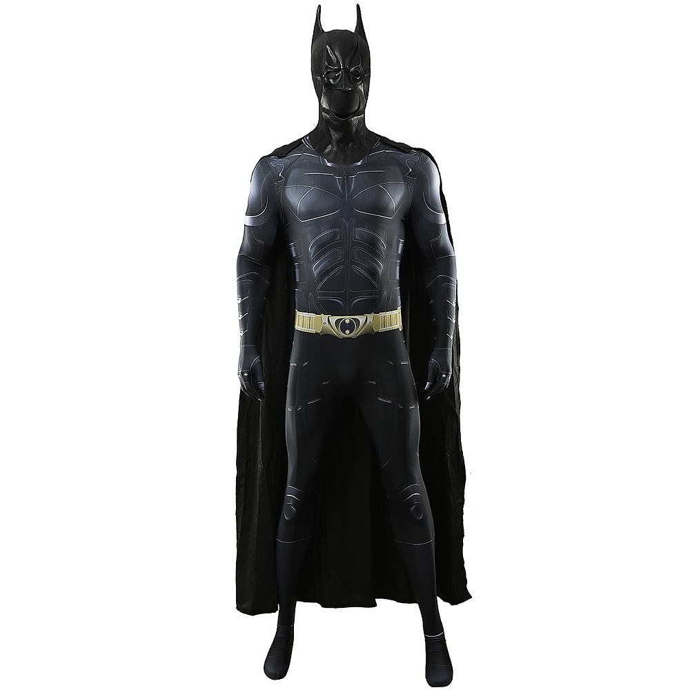 The Dark Knight Rises Batman black jumpsuit with cape and cowl