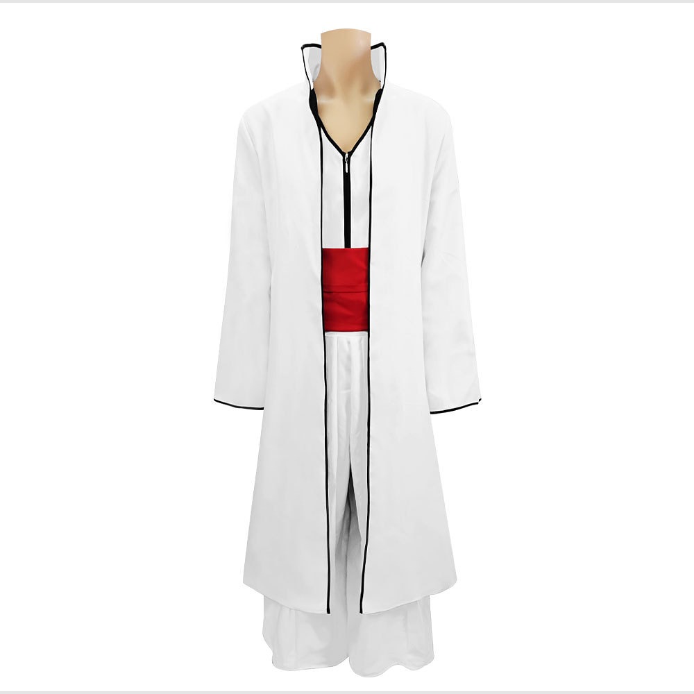 Bleach Sosuke Aizen white Arrancar coat cosplay costume with red sash and hakama