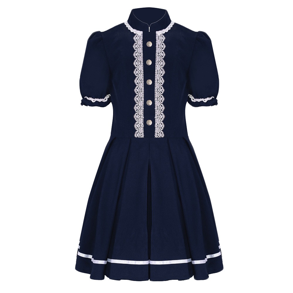 Children of the Corn 2023 Eden cosplay costume navy lace dress with belt, sunflower ring and holster