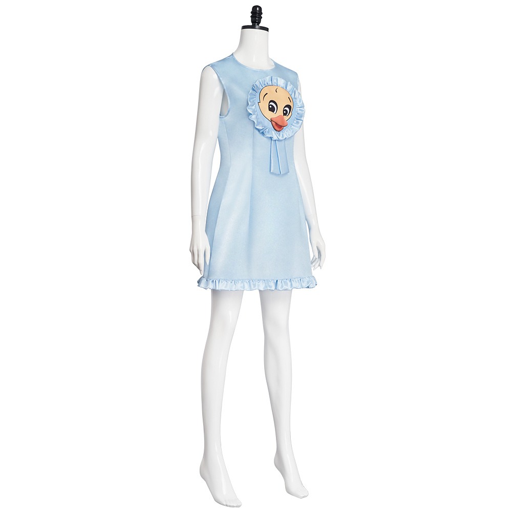 Cry Baby cosplay costume light blue satin ruffle dress with baby face bib