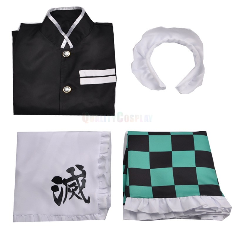 Demon Slayer Tanjiro Kamado Maid Cosplay Costume HQCOSPLAY
