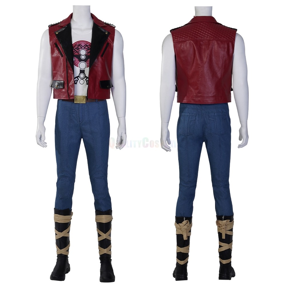 Thor: Love and Thunder Thor Sleeveless Red Leather Jacket Cosplay Costume