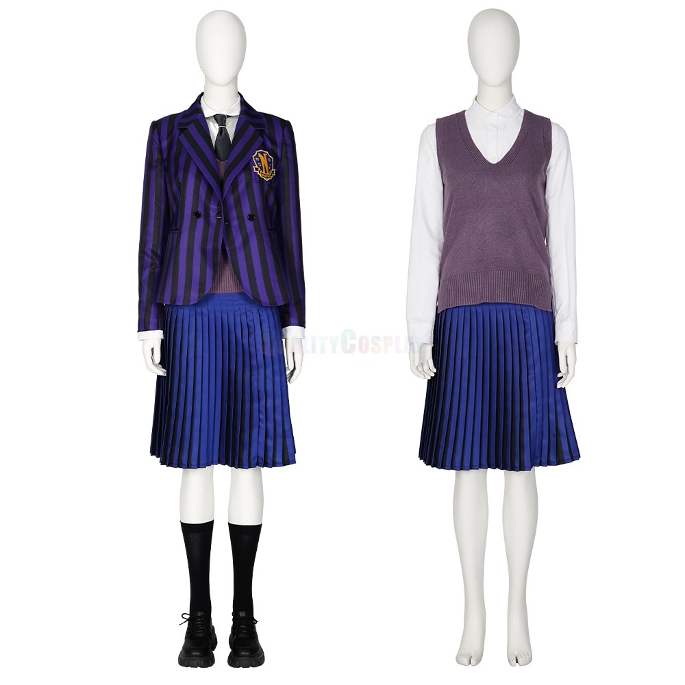 The Addams Family Wednesday Cosplay Female School Uniform