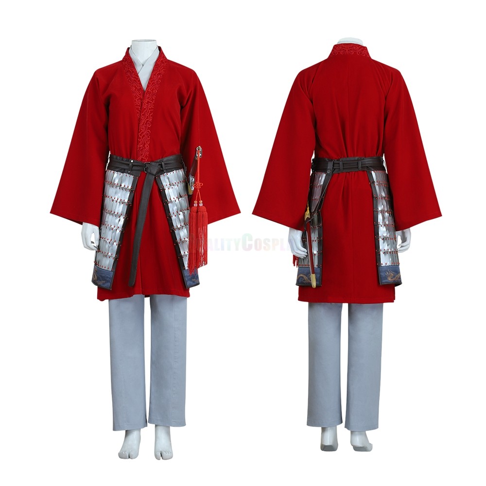 2020 Movie Mulan Female Chinese Style Red Cosplay Suit