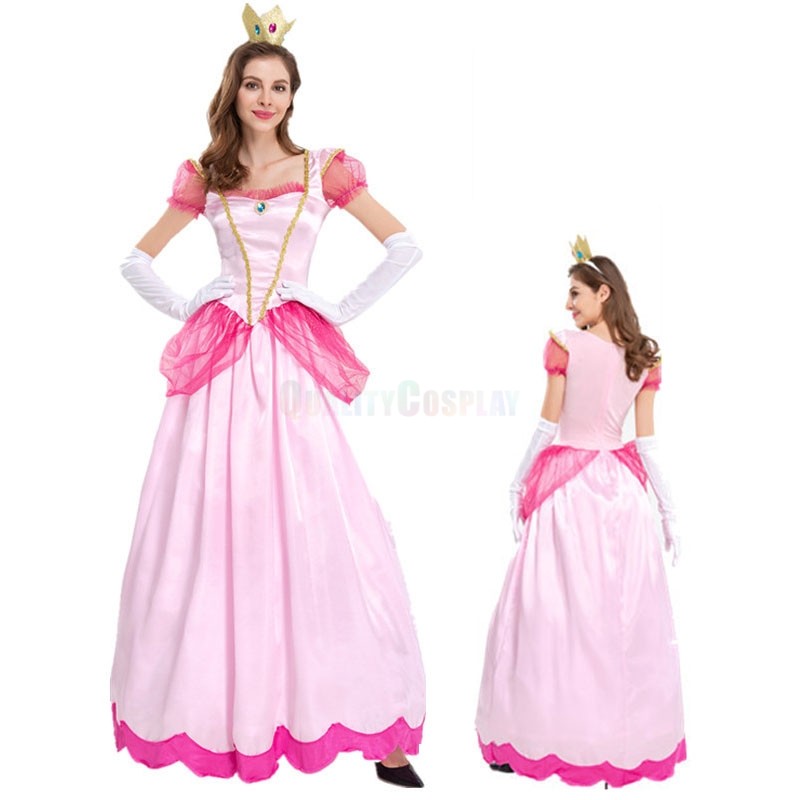 Adult Princess Peach Dress Halloween Cosplay Costume
