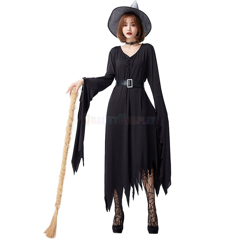 Black Witch Cosplay Halloween Maxi Dress