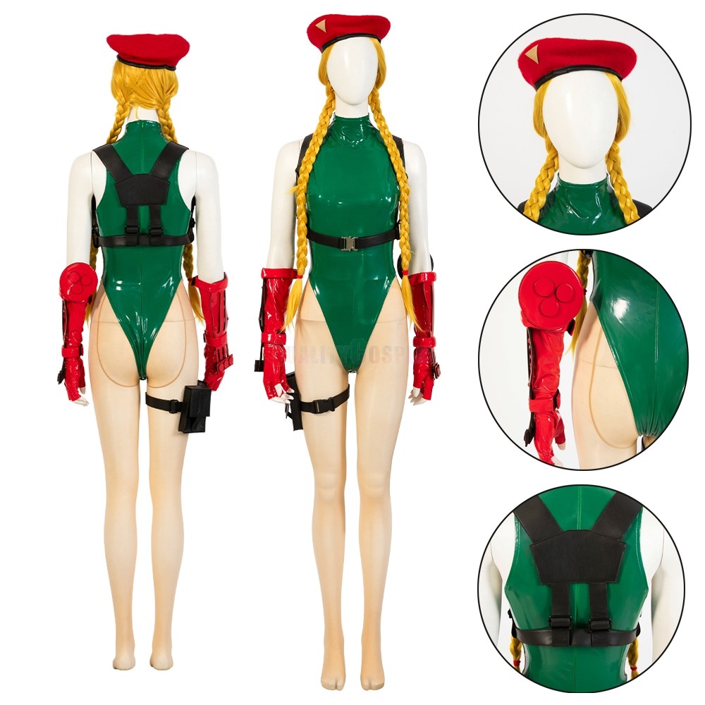 Street Fighter Cammy White Cosplay Costumes Green Suit 