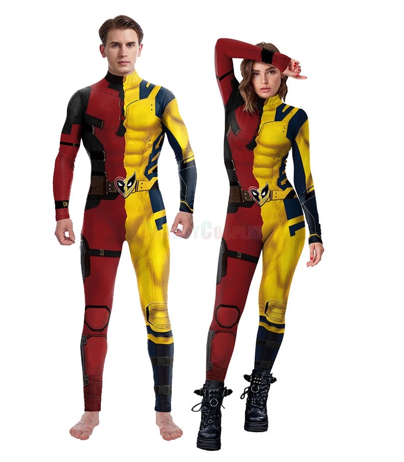 Deadpool Wolverine Cosplay Costume Halloween Superhero Couple's Cosplay Jumpsuit
