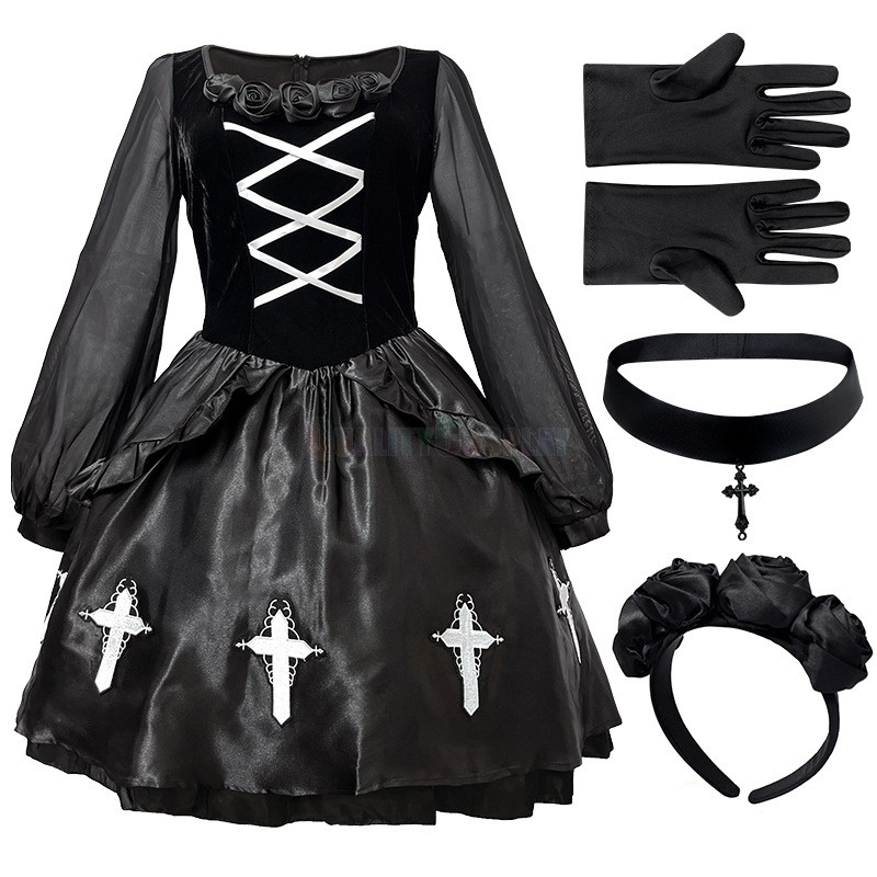 Gothic Ghost Bride Dress Dark Little Devil Cosplay Costume - HQCOSPLAY