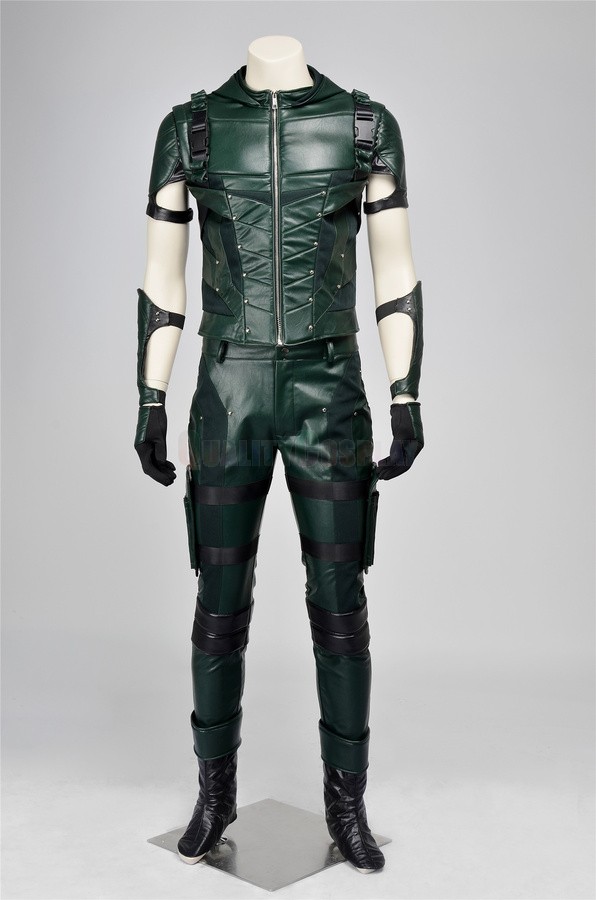 Green Arrow Season 4 Oliver Queen Cosplay Costumes with no Horizontal Bars on the Hip
