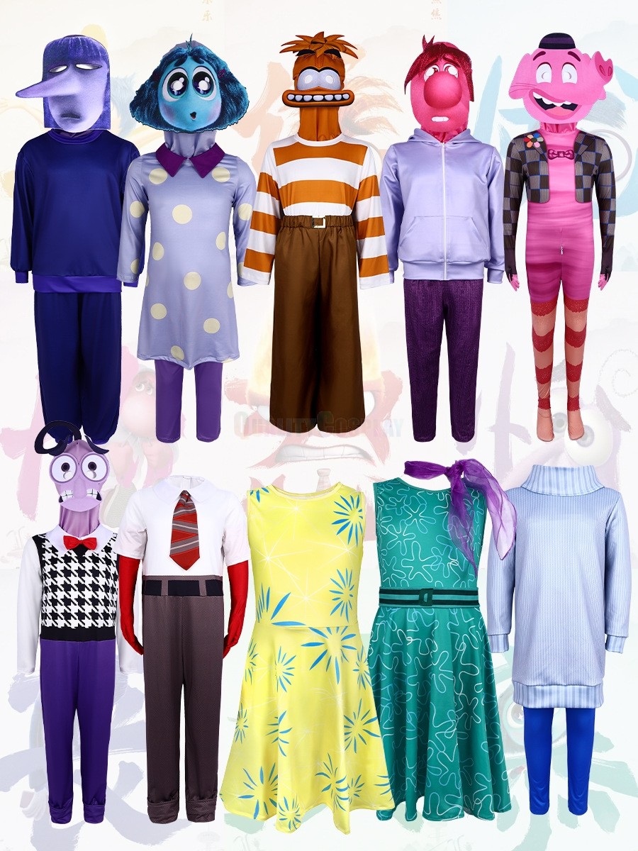 Halloween Group Costume Inside Out Joy Anger Disgust Sadness Fear Anxiety Cosplay Costume