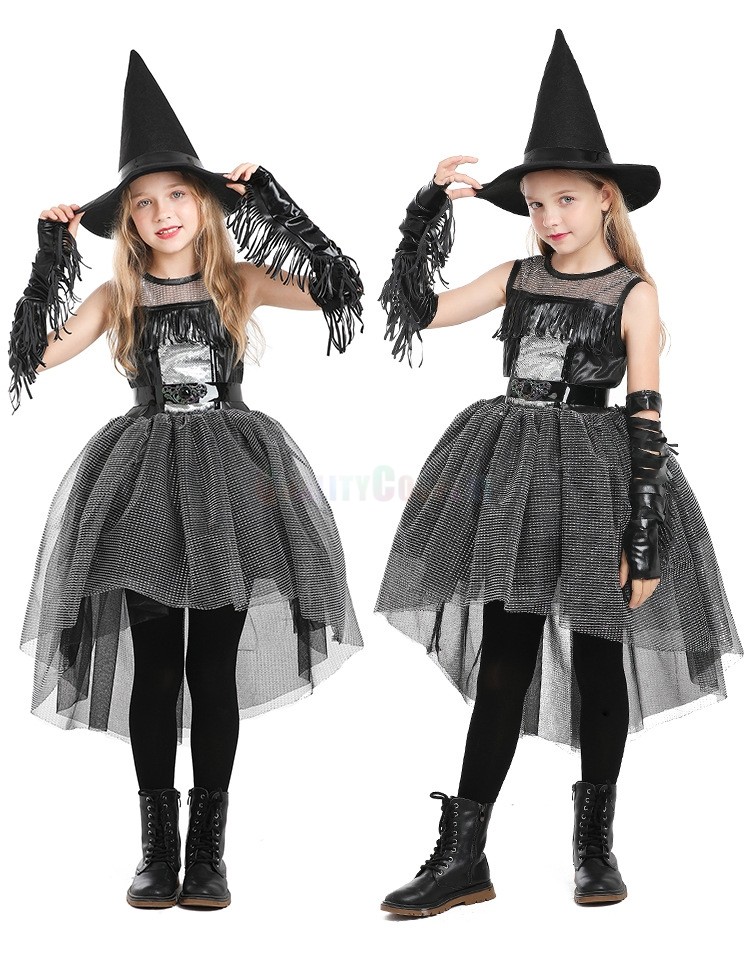 Halloween Costumes Children's Black Gothic Style Raven Witch Cosplay Costume