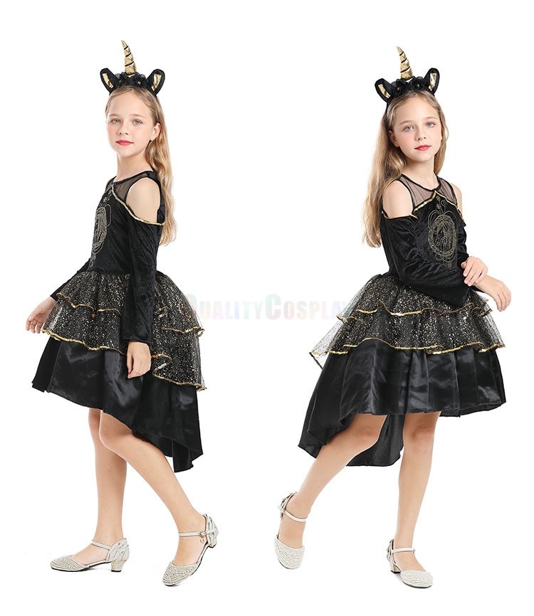 Children's Halloween Costume Gothic Puffy Unicorn Witch Cosplay Costume