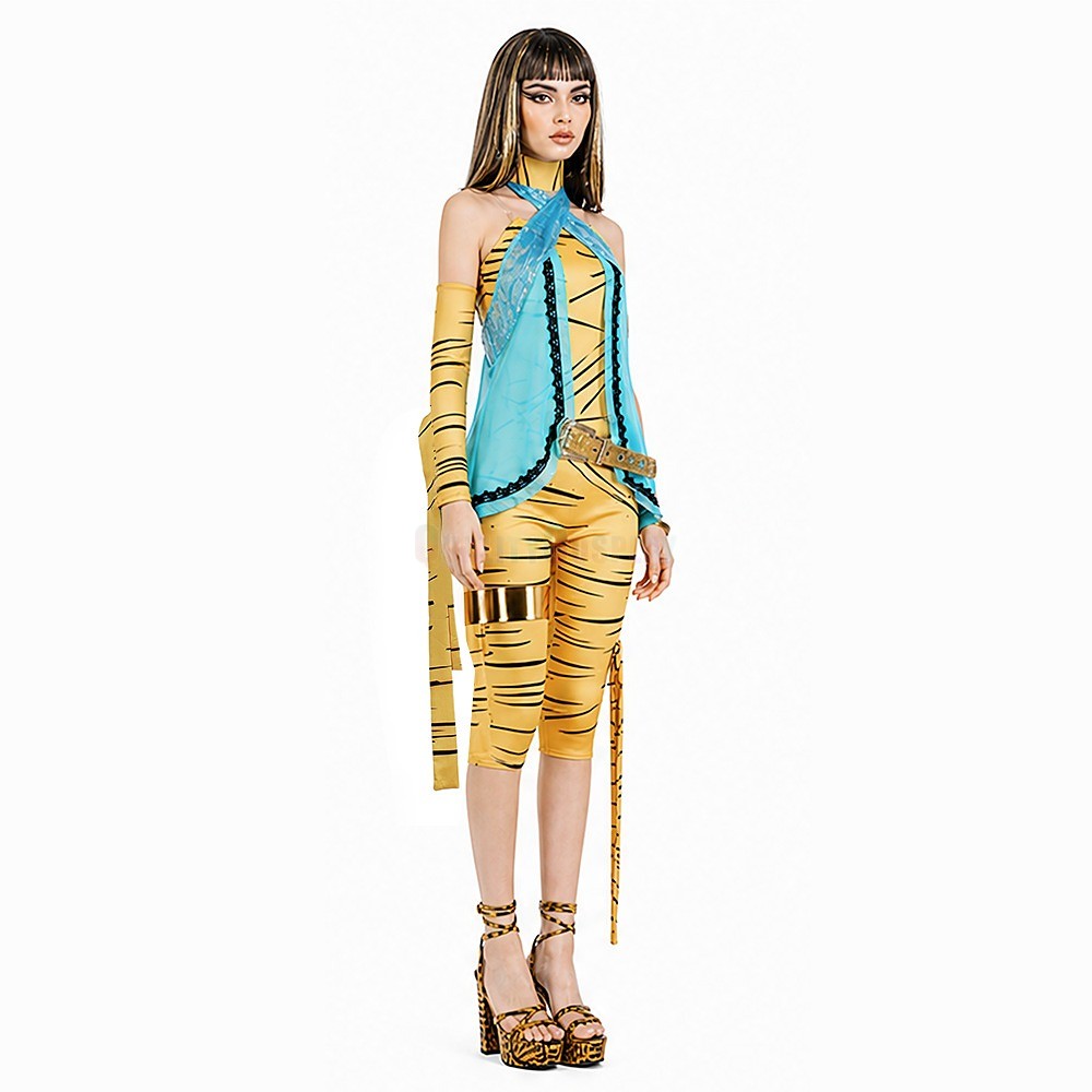 Monster High Cleo De Nile Cosplay Costume Mummy Wrap Jumpsuit With Blue