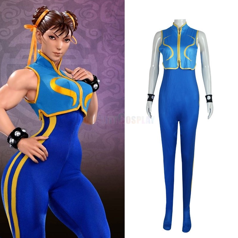 Street Fighter Chun Li Blue Sexy Cosplay Costume
