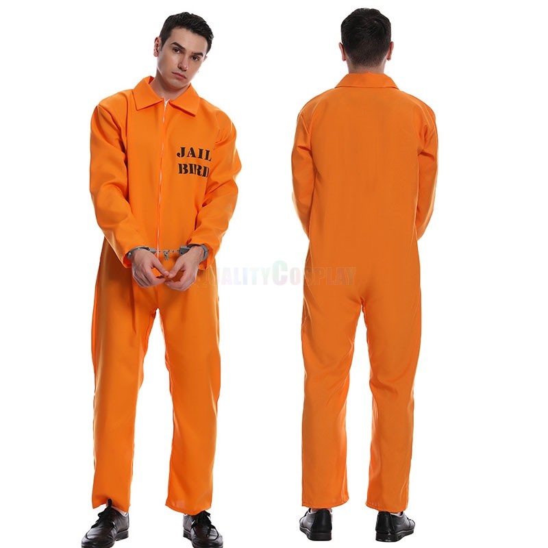 Orange Male Prisoner's Uniform Halloween Cosplay Costume