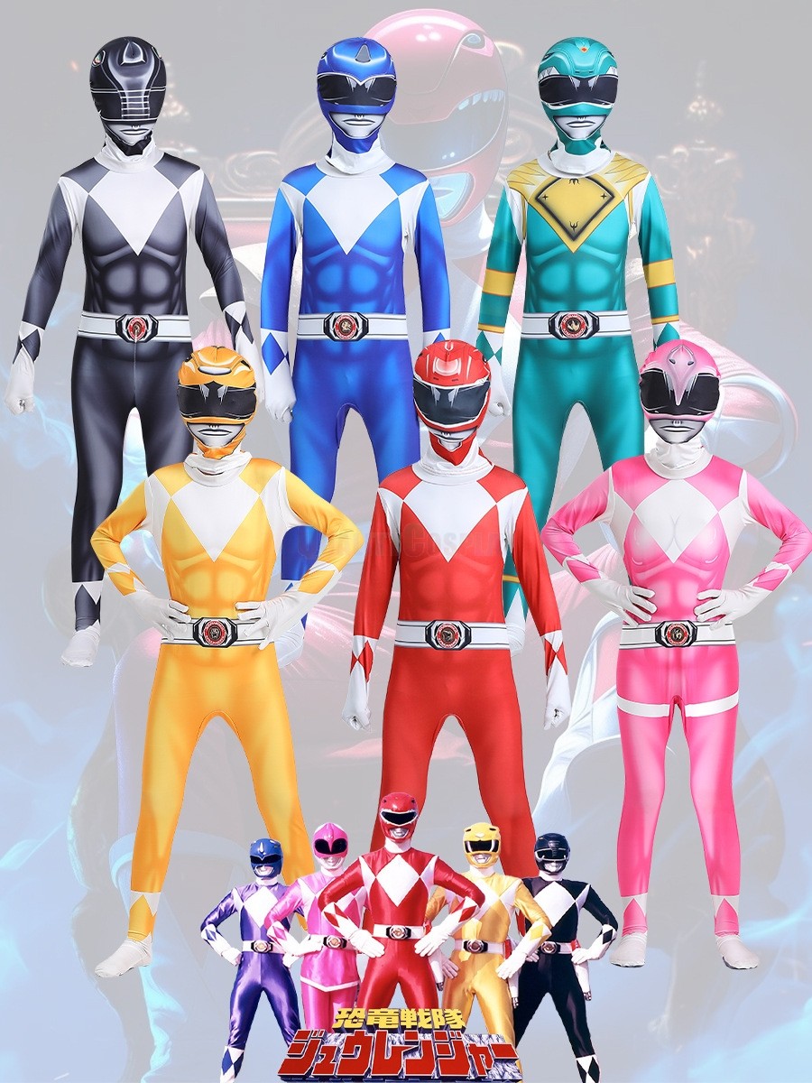 Power Rangers Jumpsuit Halloween Group Cosplay Costume For Kids ...