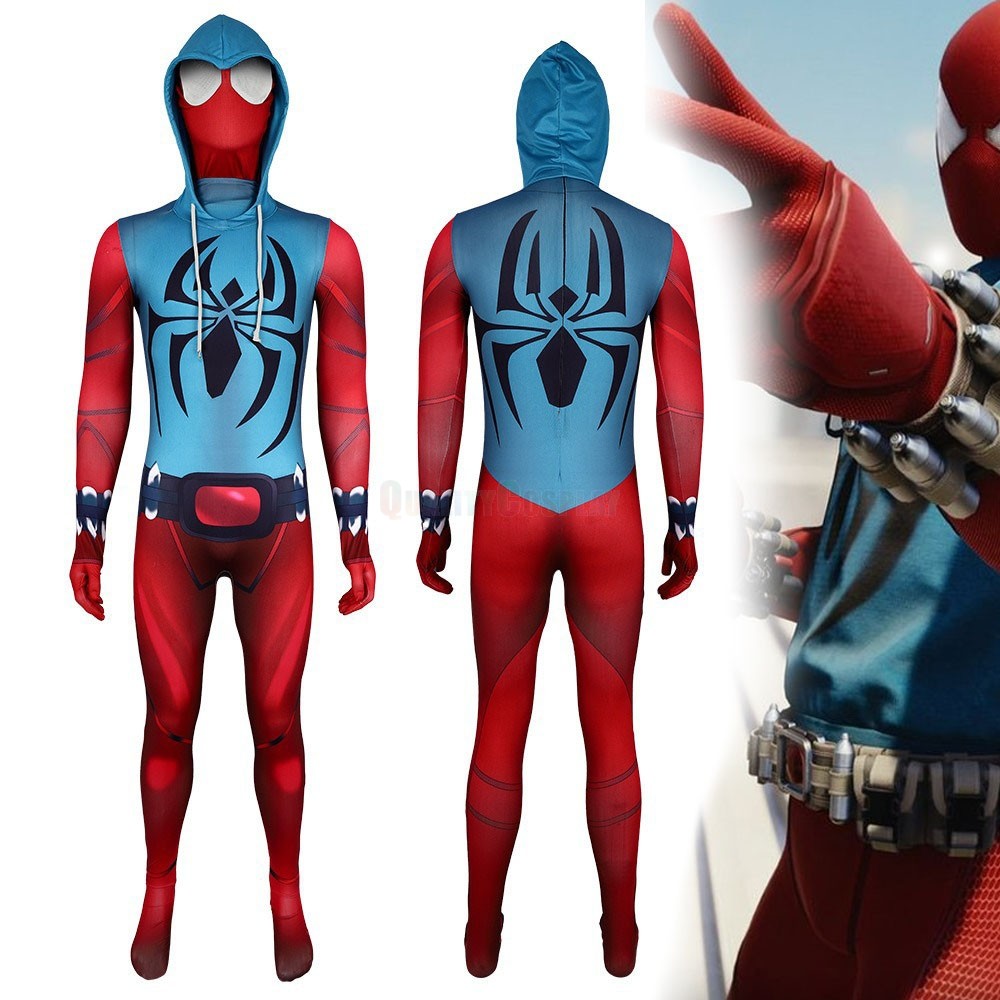 Halloween Superhero Family Costume Scarlet Spider Ben Reilly Cosplay Printed Jumpsuit
