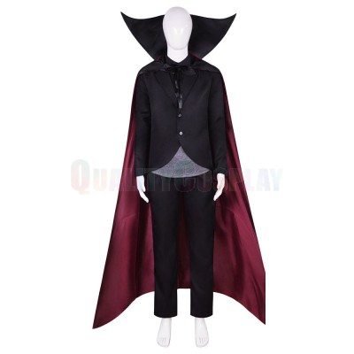 Hotel Transylvania Dracula Cosplay Costume Black Suit With High Collar Red Lined Cape