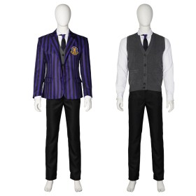 The Addams Family Wednesday Cosplay Male School Uniform