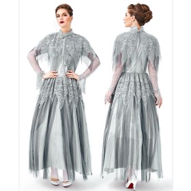 Spanish Style Lolita Skeleton Ghost Bridal Dress Adult Halloween Cosplay Costume