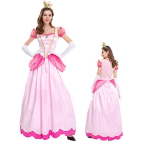 Adult Princess Peach Dress Halloween Cosplay Costume