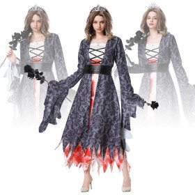 Hallween Creepy Black Ghost Bride Cosplay Costume