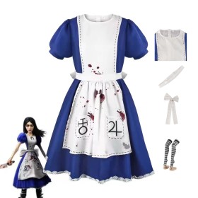 Halloween Cosplay Costume Bloodstain Alice Maid Dress
