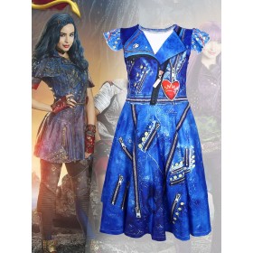 Kids Descendants 3 The Blue Cosplay Dress For Halloween Costume