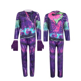 Kids Descendants 3 Purple Onesie Cosplay Suit For Halloween Costume