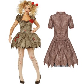 Halloween Evil Doll Costume Brown Mummified Doll Cosplay Costume