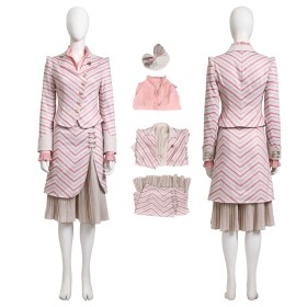 Wicked Glinda Striped Ensemble Cosplay Costume