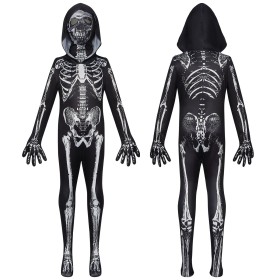 Halloween Children's Horror Skull Tight-fitting Death God Hooded Jumpsuit