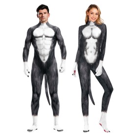 Animal Husky Bodysuit For 3D Printed Couple's Matching Halloween Costumes