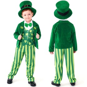 Halloween Costumes Children's Irish Goblin Dwarf  Four-Leaf Clover Cosplay Suit