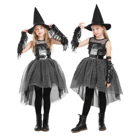 Halloween Costumes Children's Black Gothic Style Raven Witch Cosplay Costume