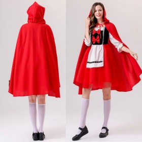 Little Red Cap Maid Halloween Cosplay Costume For Adults