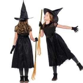 Halloween Costume Black Net Gauze Little Witch Children's Cosplay Dress
