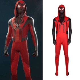 Miles Morales Scarlet Spider Suit Halloween Cosplay Costume For Adult