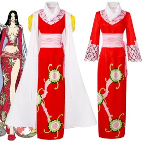 One Piece Boa·Hancock Red Cheongsam Cosplay Costume