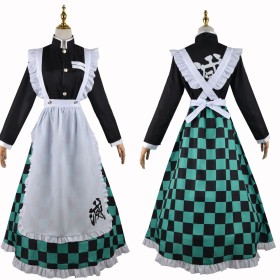 Demon Slayer Tanjiro Kamado Maid Cosplay Costume