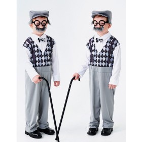 Halloween Costume Children's Stage Play Old Man Grandpa Costume