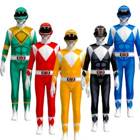 Power Rangers Jumpsuit Halloween Group Cosplay Costume For Kids & Adults