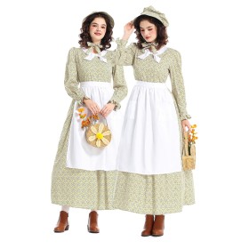 Prairie Colonial Floral Dress Adult Halloween Cosplay Costume