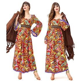 Retro Disco Hippie Costume Primitive Tribal Goddess Cosplay Costume