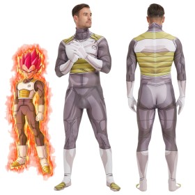 Halloween Male Costumes Dragon Ball Super Saiyan God Vegeta Cosplay Jumpsuit
