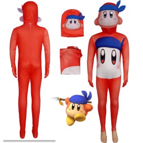 Kids Halloween Cosplay Costume Star Kirby Bandana Waddle Dee Onesie  Printed Suit